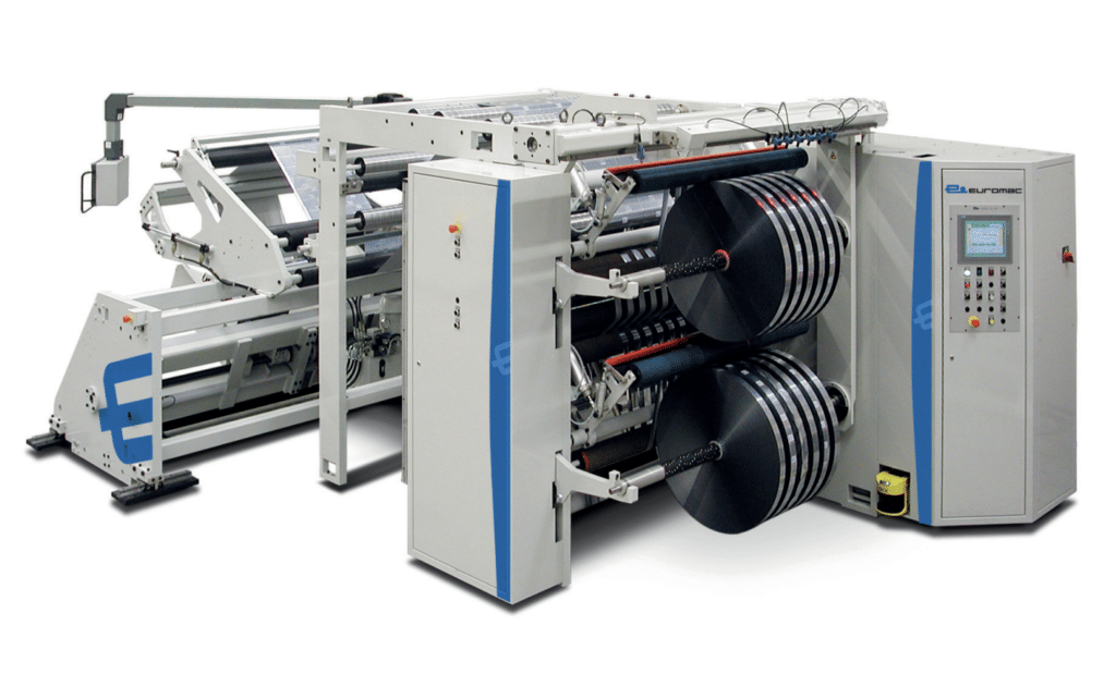 Rulleskæremaskiner til en bred vifte af bl.a. fleksible emballagematerialer, forskellige plastfilm og laminater.